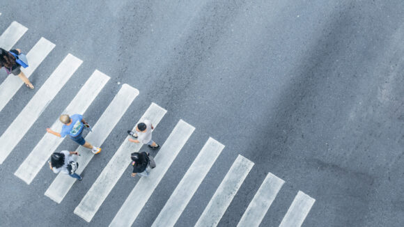 Pedestrians in a crosswalk